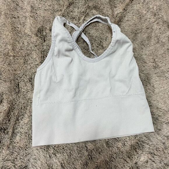 Shein Gray Ribbed Workout Bra | Sz S (NO SIZE TAG) - Picture 2 of 4